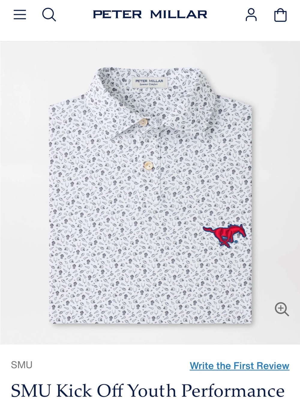 Peter Millar SMU Kickoff Youth Performance Jersey Polo